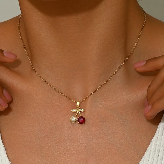 Sunyuer Kawaii Cute Dainty Gold Plated Fruit Food Pendant Necklaces, Simple Jewelry Accessories Gifts for Women