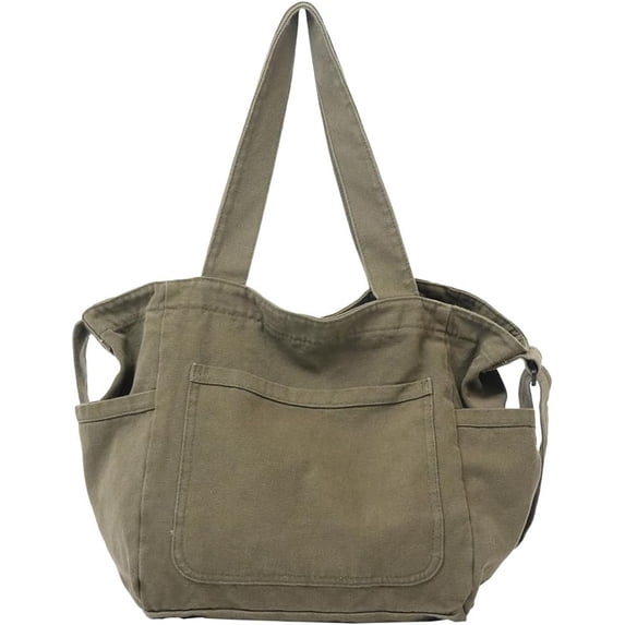 Sunyuer Large Capacity Canvas Tote Bag for Women, Simple Commuter Shoulder Bag, Trendy Slant Crossbody Bag for Work Shopping