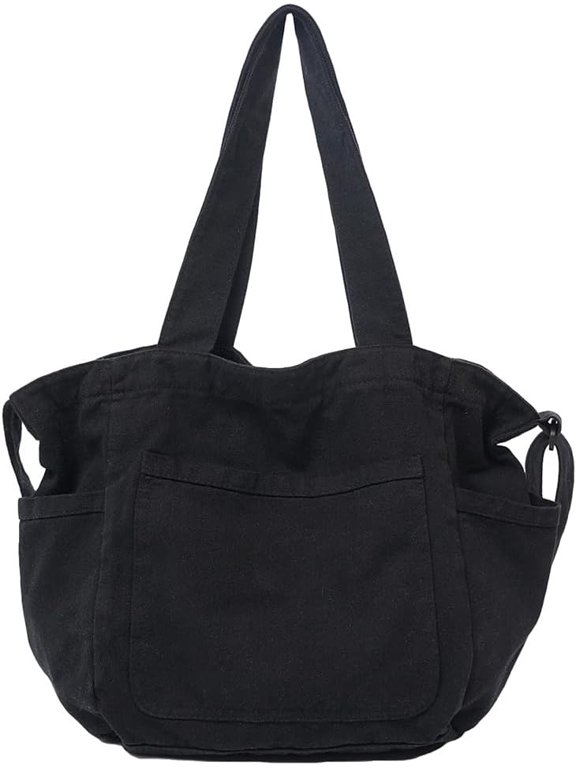 Large Capacity Canvas Tote Bag for Women, Simple Commuter Shoulder Bag, Trendy Slant Crossbody Bag for Work Shopping