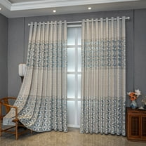 Sunyuer Luxury Curtains Blue Jacquard Drapes Curtains for Living Room 2 Panels for Bedroom Grommet TopSunyuer