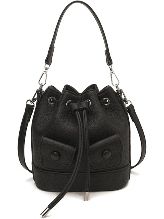 Mini Drawstring Bucket Bag for Women, Vintage PU Leather Crossbody Purse, Fashion Small Handbag with Detachable Strap, Casual Shoulder Bag for Daily Shopping Travel
