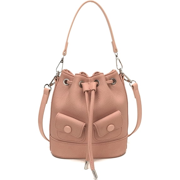 Sunyuer Mini Drawstring Bucket Bag for Women, Vintage PU Leather Crossbody Purse, Fashion Small Handbag with Detachable Strap, Casual Shoulder Bag for Daily Shopping Travel