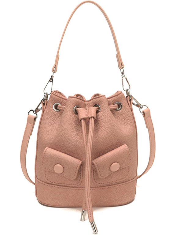 Mini Drawstring Bucket Bag for Women, Vintage PU Leather Crossbody Purse, Fashion Small Handbag with Detachable Strap, Casual Shoulder Bag for Daily Shopping Travel