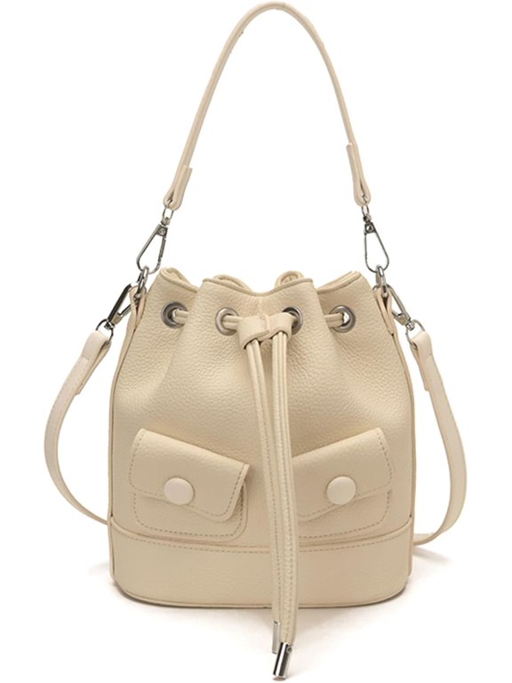 Mini Drawstring Bucket Bag for Women, Vintage PU Leather Crossbody Purse, Fashion Small Handbag with Detachable Strap, Casual Shoulder Bag for Daily Shopping Travel