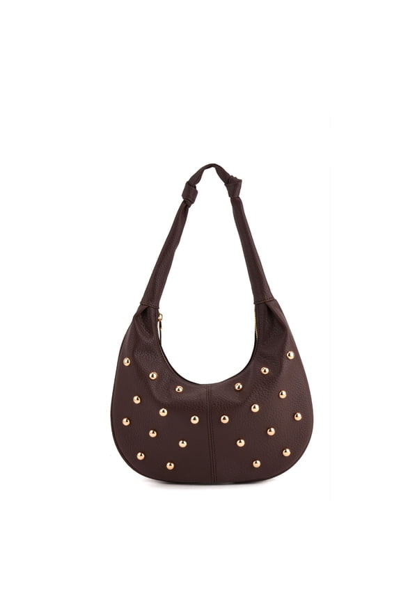 Minimalist Versatile Tote Bag for Women - Metallic Studded Large Capacity Shoulder Bag with Unique Rivet Design