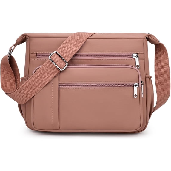 Sunyuer Multi-Pocket Waterproof Nylon Crossbody Bag for Women, Lightweight Adjustable Strap Shoulder Messenger Bag Large Capacity Daily Purse for Travel Shopping Work