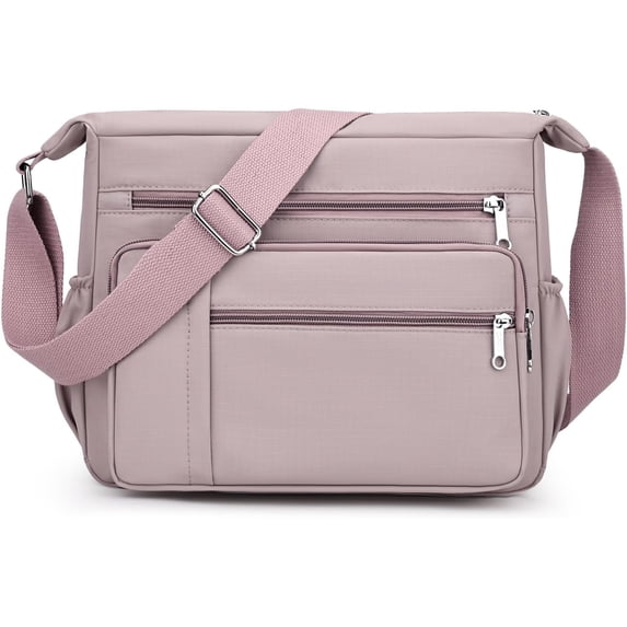 Sunyuer Multi-Pocket Waterproof Nylon Crossbody Bag for Women, Lightweight Adjustable Strap Shoulder Messenger Bag Large Capacity Daily Purse for Travel Shopping Work