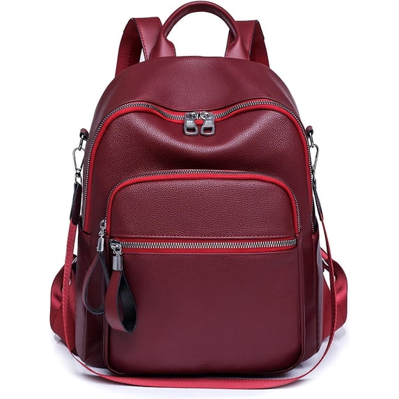 Sunyuer PU Leather Stylish Travel Backpack - Lightweight and Multi Pockets Sports Yoga Bag for Commuting
