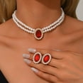 thumbnail image 1 of Sunyuer Pearl Necklace Jewelry Set Wedding Pearls Earrings Necklaces Set Bridal Crystal Jewelry for Women, 1 of 5