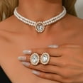thumbnail image 1 of Sunyuer Pearl Necklace Jewelry Set Wedding Pearls Earrings Necklaces Set Bridal Crystal Jewelry for Women, 1 of 6