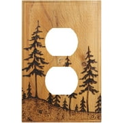 Sunyuer Pine Tree Wood Decorative Wall Plate, 1 Gang Single Duplex Outlet Cover Decorative Switch Plate for Kitchen Bathroom Bedroom, Mid Size 5x3 Inch