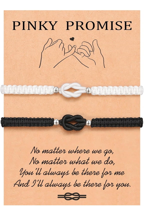 Pinky Promise Knot Couples Bracelets Anniversary Christmas Valentines I Love You Gifts for Boyfriend Girlfriend Women Men