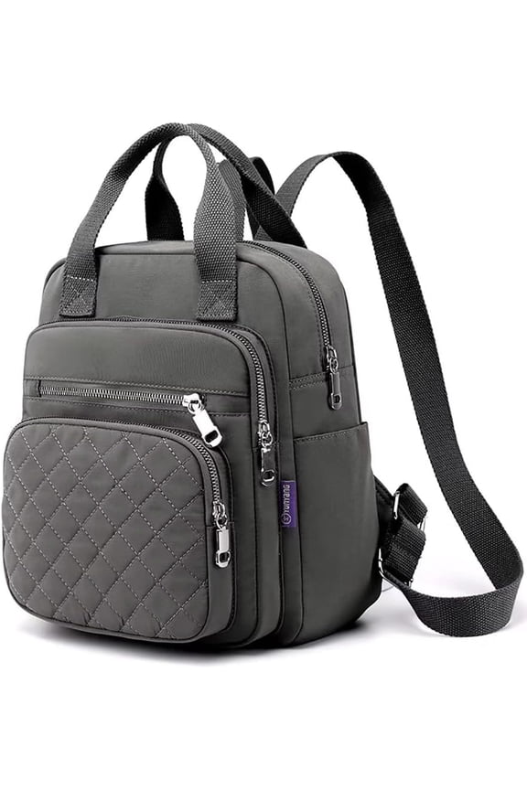 Quilted Nylon Backpack for Women, Casual Square Bag Waterproof Multi-Pockets Stylish Daypack Lightweight Top Handle Satchel