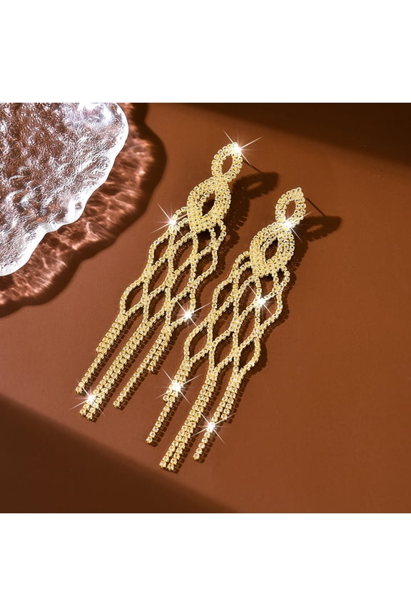 Rhinestone Earrings Dangling for Women Sparkly Silver Dangle Earrings Long Chandelier Earrings Tassel Lightweight Ear Studs Cubic Zirconia Crystal Statement