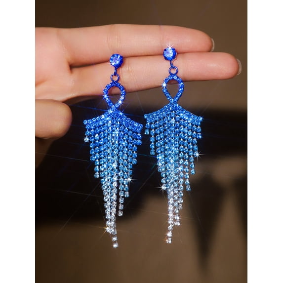 Sunyuer Rhinestone Earrings for women,Long Earrings Dangle Dangling Bling Earring Crystal Rhinestone Statement Drop Tassels rhombus Earrings for Prom Fashion Jewelry