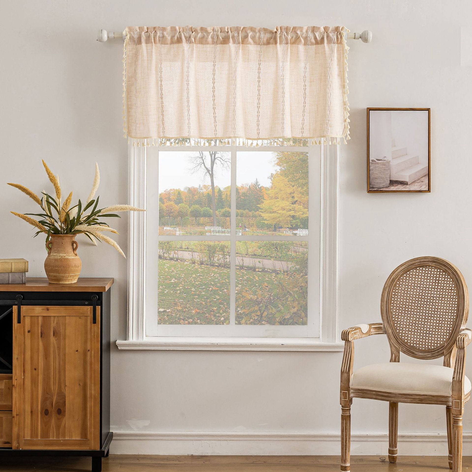 Sunyuer Short Curtains - 1 Panels Linen Textured Kitchen Window ...