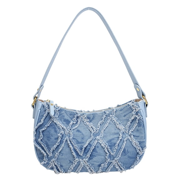 Sunyuer Trendy Jean Purse Hobo Bag, Quilted Denim Purses for Women, Small Denim Shoulder Bags, Underarm Satchel Handbag