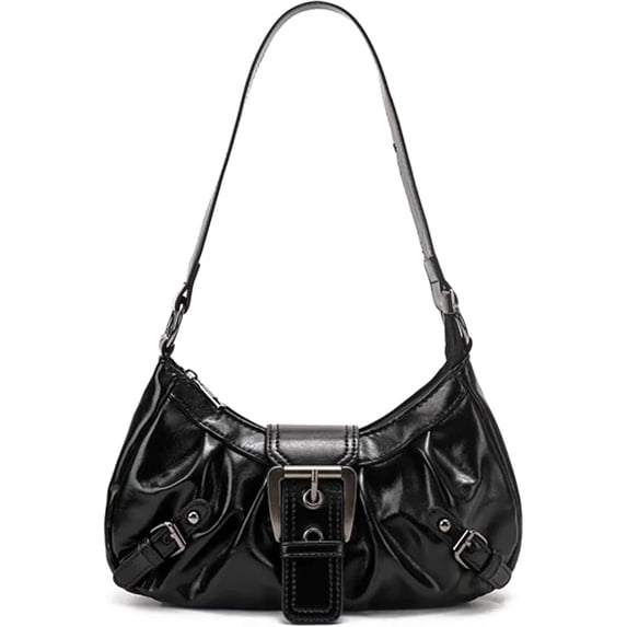 Sunyuer Trendy Shoulder Bag - Vintage Y2K Leather Buckle Punk Hobo Clutch Hobo Purse for Women