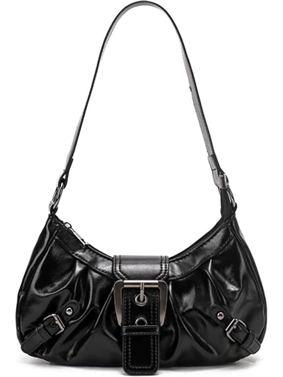 Trendy Shoulder Bag - Vintage Y2K Leather Buckle Punk Hobo Clutch Hobo Purse for Women