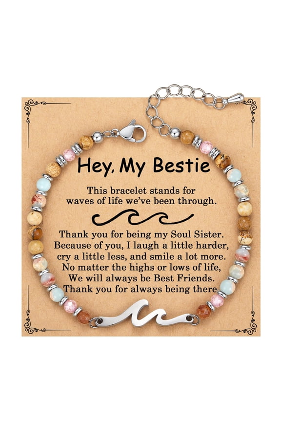 Wave Bracelets for Women, Christmas Stocking Stuffers, Jewelry Gifts for Best Friend, Sister, Mom, Daughter | 21st 30th 40th 50th 60th 70th Birthday Gifts for Women