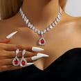 thumbnail image 1 of Sunyuer Wedding Jewelry Set for Women Bride Bridesmaid, Gorgeous Cubic Zirconia Waterdrop Necklace Earrings Jewelry Gift for Birthday/Anniversary/Mother's Day, 1 of 16