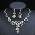 thumbnail image 1 of Sunyuer Wedding Jewelry Sets Leaf Rhinestone Necklace Set Formal Pearl Costume Jewerly for Women and Brides, 1 of 7