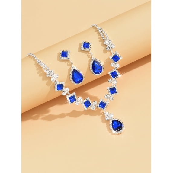 Sunyuer Wedding Necklace Earring for Women, Charm Gorgeous Crystal Dancing Party Bridal Elegant for Daily Brides Necklaces Earrings Jewelry Set