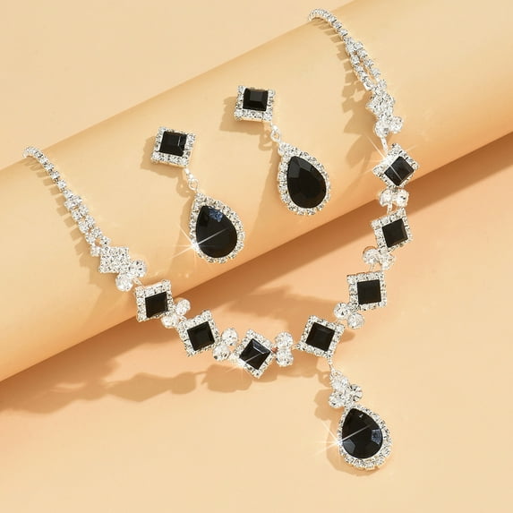 Sunyuer Wedding Necklace Earring for Women, Charm Gorgeous Crystal Dancing Party Bridal Elegant for Daily Brides Necklaces Earrings Jewelry Set