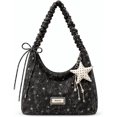 thumbnail image 1 of Sunyuer Women Cute Star Print Hobo Shoulder Tote Bag, Ruched Pleated Strap Casual Handbag with Polka Dot Star Charm, Large Capacity Lightweight Daily Purse for Shopping Dating Travel, 1 of 8