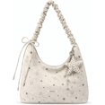 thumbnail image 1 of Sunyuer Women Cute Star Print Hobo Shoulder Tote Bag, Ruched Pleated Strap Casual Handbag with Polka Dot Star Charm, Large Capacity Lightweight Daily Purse for Shopping Dating Travel, 1 of 8