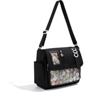 Sunyuer Women Ita Bag Messenger Crossbody Bag, Large Capacity Clear Window Display Shoulder Purse, Casual Multi Pocket Daily Commute School Travel Tote Bag