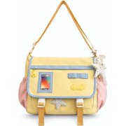 Sunyuer Women Kawaii Ita Messenger Bag, Cute Color Block Crossbody Purse with Clear Card Window, Adjustable Strap Water Resistant Large Capacity Shoulder Bag for Anime Daily Travel