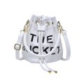 thumbnail image 1 of Sunyuer Women Mini Drawstring Bucket Bag, Letter Print PU Leather Handbag, Fashion Detachable Adjustable Strap Crossbody Shoulder Purse for Daily Travel, 1 of 9