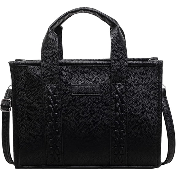Sunyuer Women Vintage Braided Detail Tote Handbag, PU Leather Small Work Commuter Shoulder Purse, Fashion Portable Top Handle Bag with Detachable Adjustable Crossbody Strap
