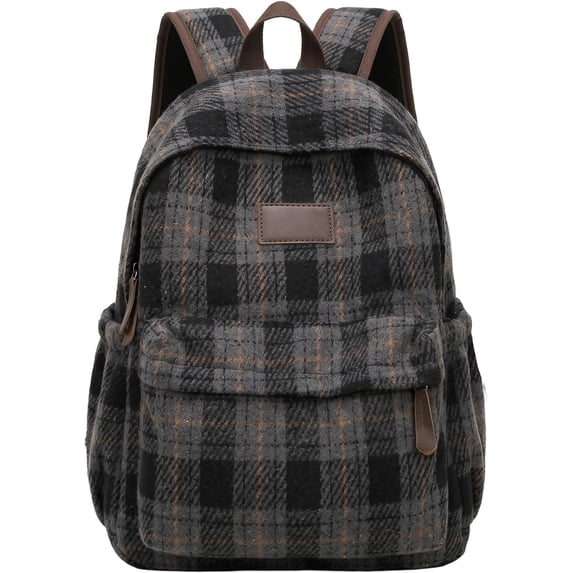 Sunyuer Women Vintage Plaid Backpack, Casual School Bookbag, Aesthetic Preppy Laptop Daypack, Retro Grid Pattern Lightweight Backpack for College Daily Travel