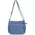 thumbnail image 1 of Sunyuer Women Vintage Washed Denim Crossbody Purse, Multi Pocket Casual Jean Shoulder Bag, Adjustable Strap Lightweight Hobo Handbag Daily Travel Messenger Bag, 1 of 8