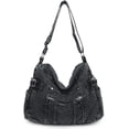 thumbnail image 1 of Sunyuer Women Vintage Washed Denim Hobo Bag, Large Capacity Multi Pocket Denim Crossbody Tote Purse, Daily Commuter Travel Shoulder Handbag, 1 of 8