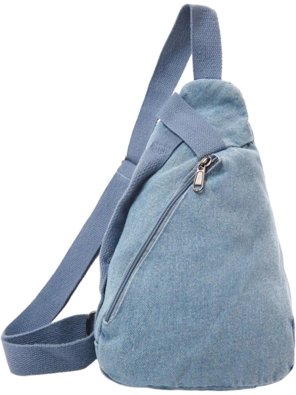 Women Vintage Washed Denim Triangle Sling Bag, Lightweight Casual Chest Crossbody Backpack, Adjustable Strap Durable Shoulder Fanny Pack for Cycling Shopping Daily Travel