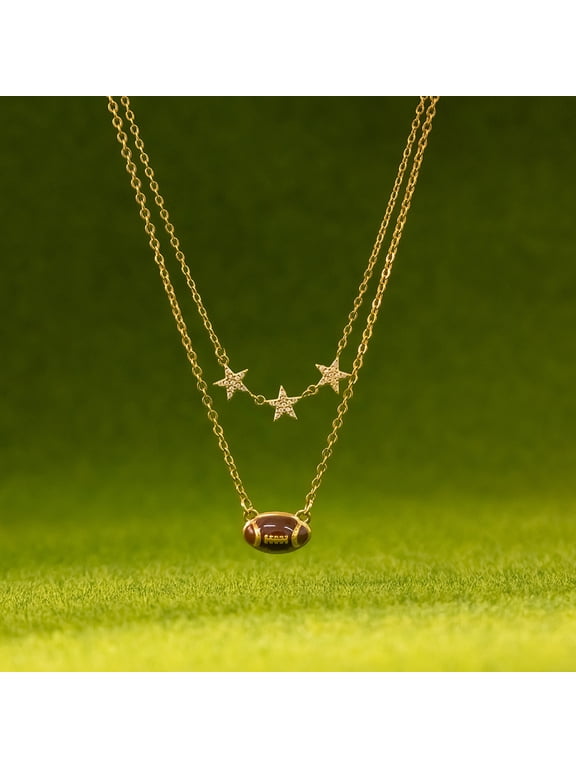 Women's Minimalist-Style Stainless Steel Drip-Painted Football Titanium Necklace, Luxury & Unique