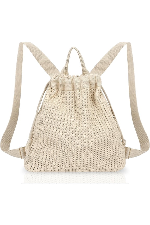 Woven Large-Capacity Washable Backpack, Resort-Style Drawstring Rucksack – Ideal for Daily Use and Travel