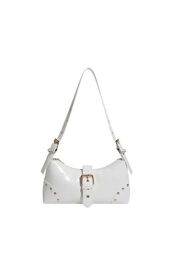 Y2K Edgy Studded Shoulder Bag for Women, Vintage Buckle Punk PU Leather Purse Crossbody Bag, Clutch Purse for Work & Casual Outings
