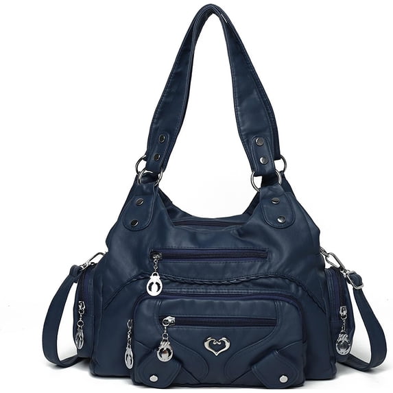 Sunyuer Y2k Purse Women Large Capacity Hobo PU Leather Satchel Handbag Multi-pocket Goth Trendy Punk Clutch Tote Bag