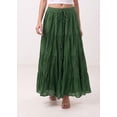 thumbnail image 1 of Sunzeyvora Women’s 100% Cotton Tiered Maxi Skirt with Pockets & Drawstring Waist, 1 of 3