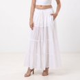 thumbnail image 1 of Sunzeyvora Women’s 100% Cotton Tiered Maxi Skirt with Pockets & Drawstring Waist, 1 of 3