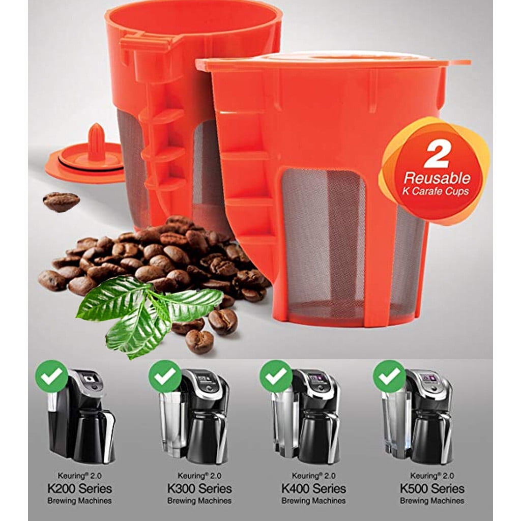 SuoKom 2 Refillable Reusable Carafe K Cup Filters for Keurig 2.0 K200 K300 K400 K500 Walmart