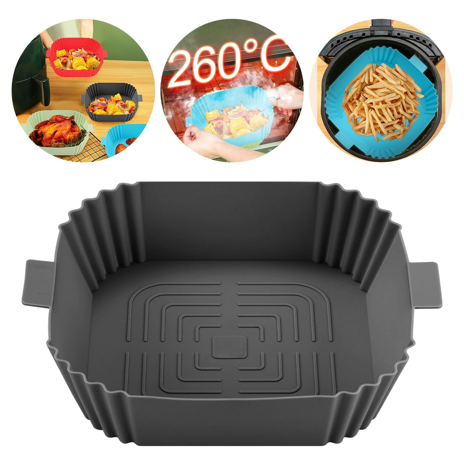 SuoKom Air Fryer Silicone Pot Round Liners Reusable Air Fryer Basket