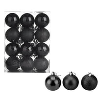 SuoKom Christmas Balls, 24Pcs 1.6 Inch Black Christmas Balls Hanging Ornaments Shatterproof Delicate Baubles Set, for Home Holiday Party Xmas Tree Decoration Gifts