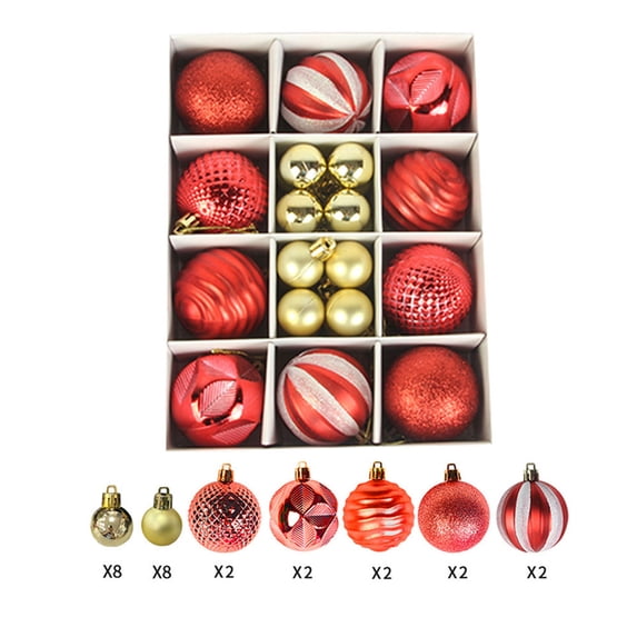 WJSXC Christmas Balls, 26Pcs Christmas Balls Hanging Ornaments Shatterproof Delicate Baubles Set, for Home Holiday Party Xmas Tree Decoration Gifts (Red 2.4" / Gold 1.2")