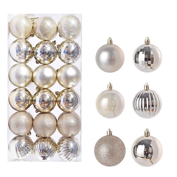 SuoKom Christmas Balls, 36Pcs 1.2 Inch Beige Christmas Balls Hanging Ornaments Shatterproof Delicate Baubles Set, for Home Holiday Party Xmas Tree Decoration Gifts