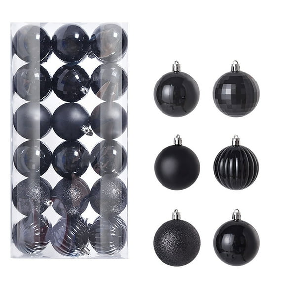 SuoKom Christmas Balls, 36Pcs 1.2 Inch Black Christmas Balls Hanging Ornaments Shatterproof Delicate Baubles Set, for Home Holiday Party Xmas Tree Decoration Gifts